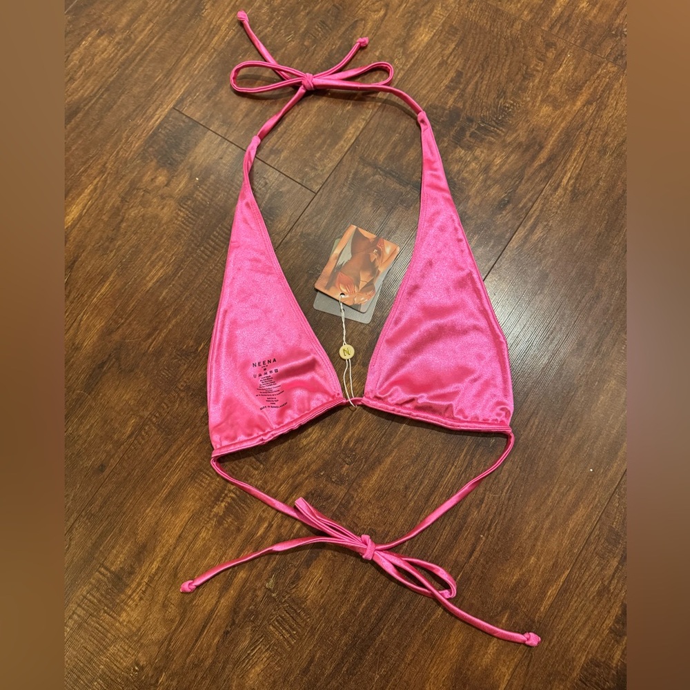 NWT Neena Swim Pink String Bikini Top | Medium - Picture 3 of 6